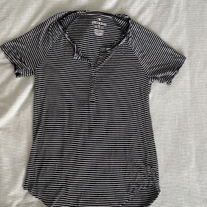 American Eagle Soft & Sexy Henley Top | XS | Black and White Stripes